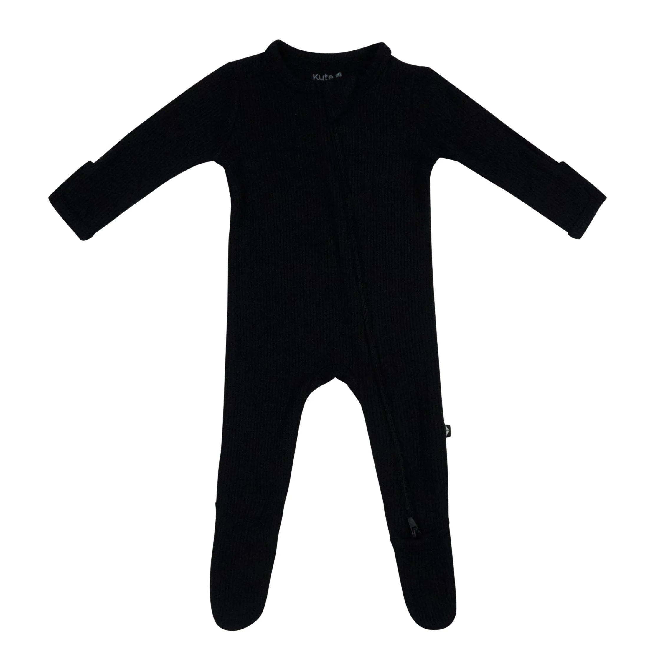 Ribbed Zipper Footie in Midnight | Kyte BABY