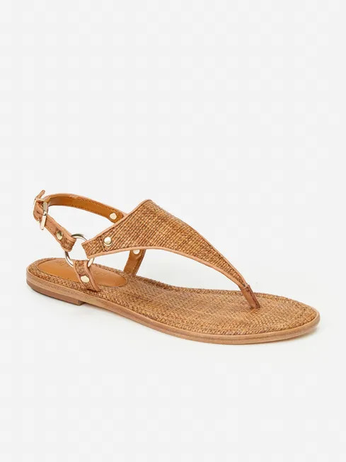 Nolita Grasscloth & Leather Thong Sandals | J.McLaughlin