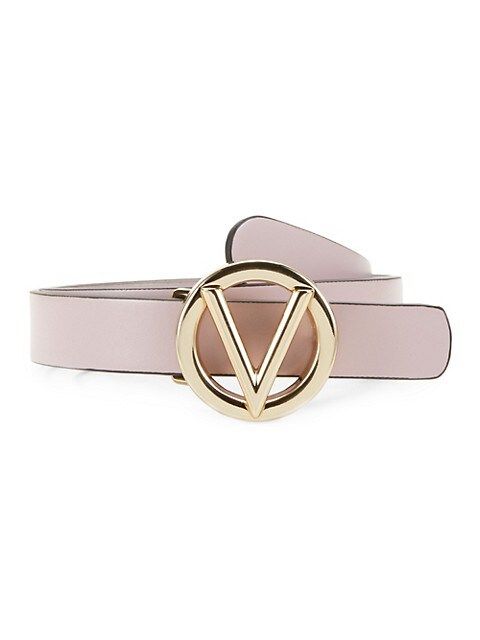 V-Logo Slim Leather Belt/Medium | Saks Fifth Avenue OFF 5TH