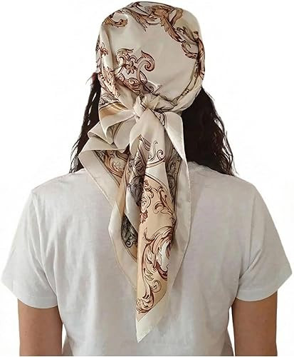 RoseSeek Women's Cheetah Graphic Hair Scarf Printed Satin Square Scarves Head Scarf | Amazon (US)