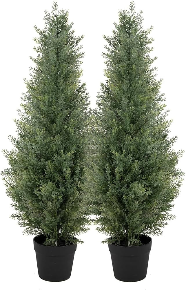 Bellacat 3ft Artificial Topiary Trees Outdoor UV Resistant, 35in Fake Cypress Tree with Full & Re... | Amazon (US)
