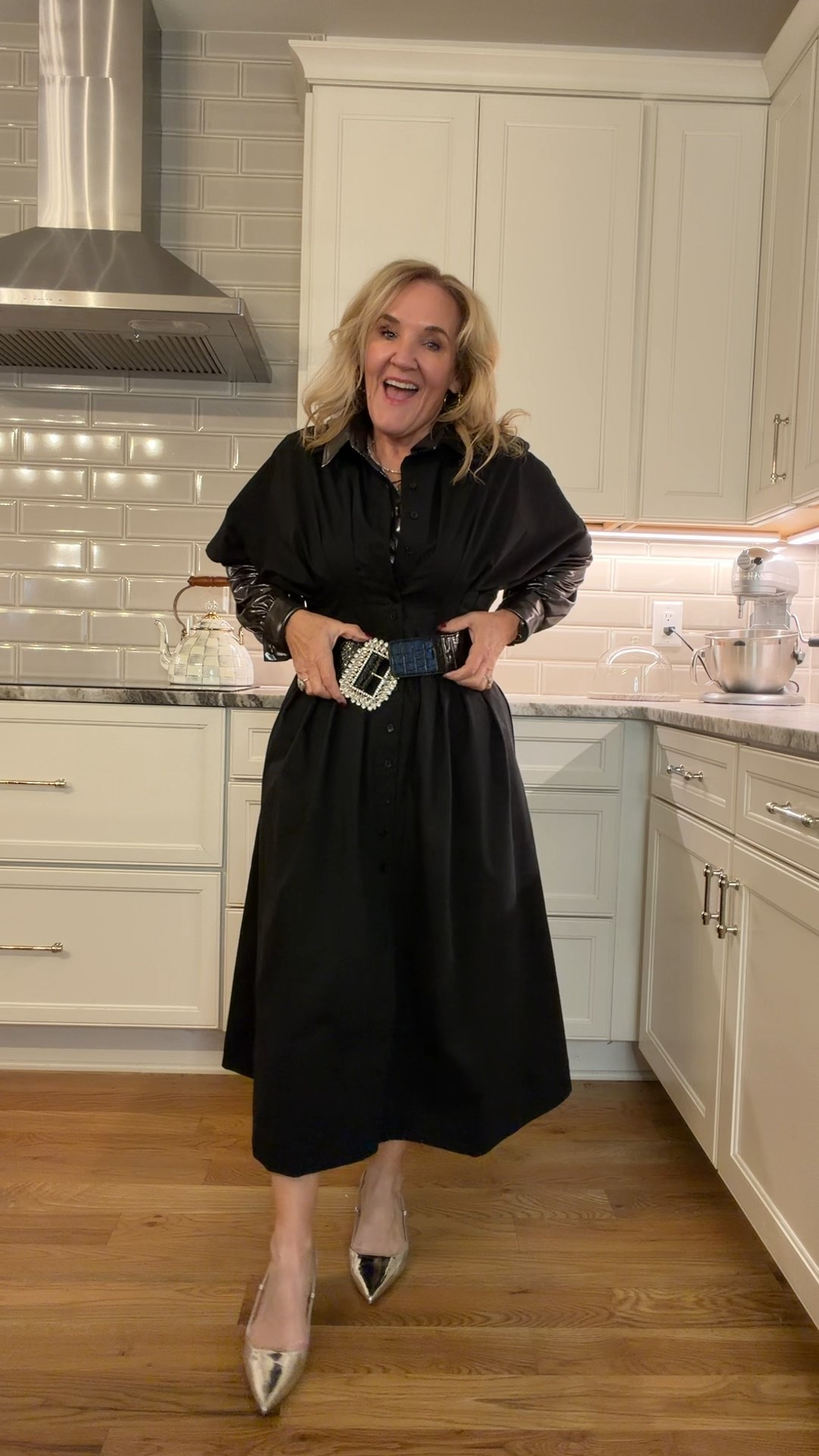 The top rated Anthropologie Toby dress in black. A classic dress that can be styled and worn all four seasons. New Year’s Eve or holiday party style! 
A medium petite fits me best with a little bit of extra room in the waist. I can also wear a small regular if petites are gone  If you want, it really fitted then size down. I can also wear the regular size just def size down  
Add a button down blouse or a turtleneck underneath for a work or holiday look. Both blouses are size medium.
Add a turtleneck or a fun graphic sweatshirt over your shoulders to dress it down

#LTKPetite #LTKOver40 #LTKSaleAlert

#LTKHoliday