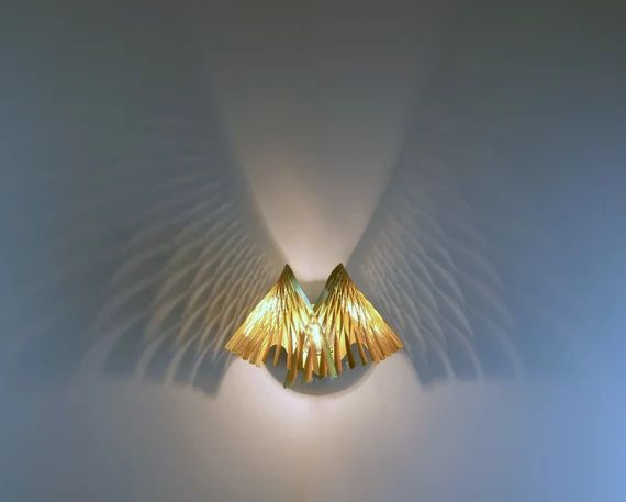 Brass wing wall sconce, Bird shadow light, Golden light fixture, Bird wall light. | Etsy (US)