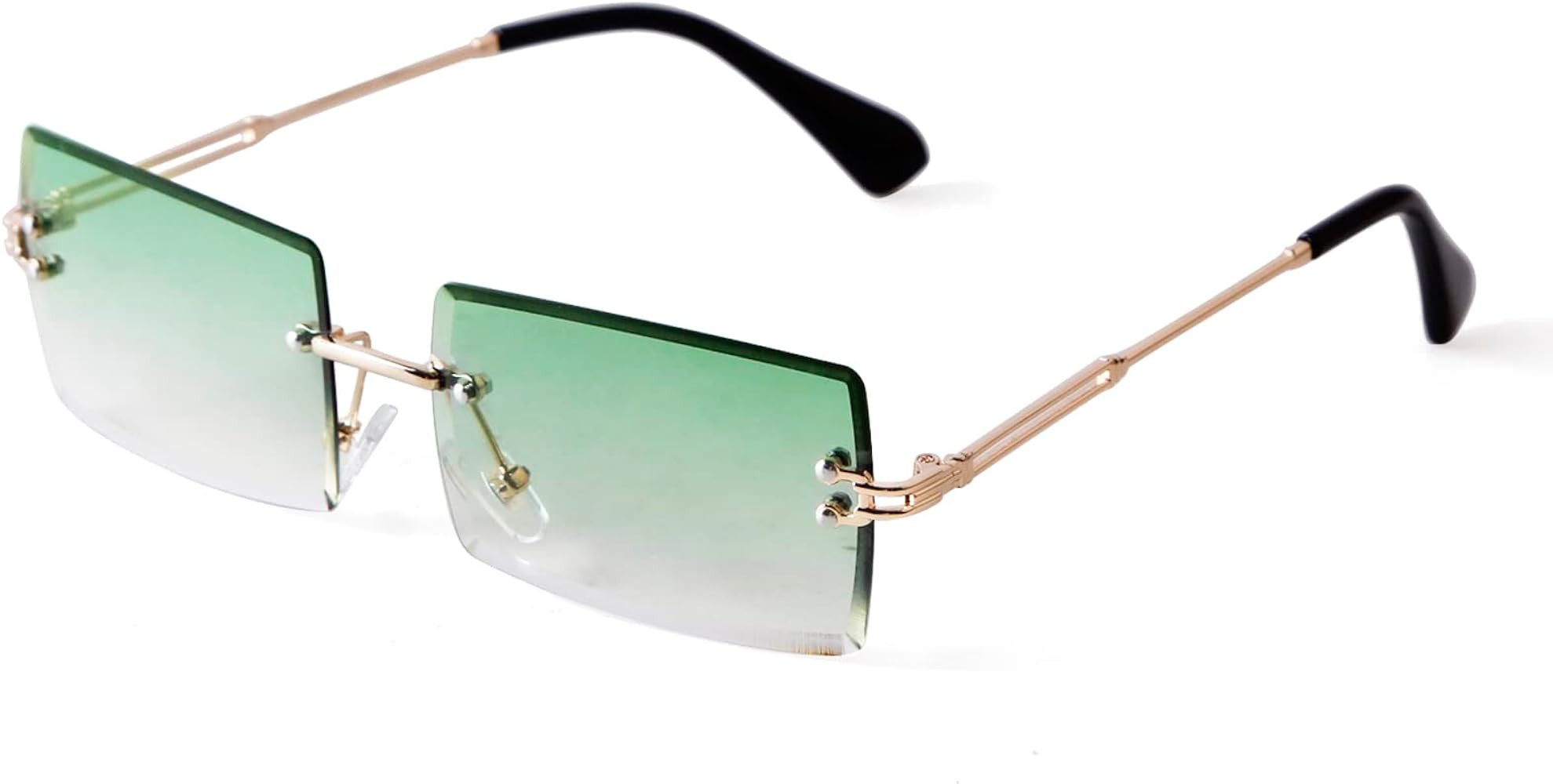 ADE WU Rimless Rectangle Sunglasses for Women Men,Trendy Fashion Sheer Pink,Blue Lens Frameless G... | Amazon (US)