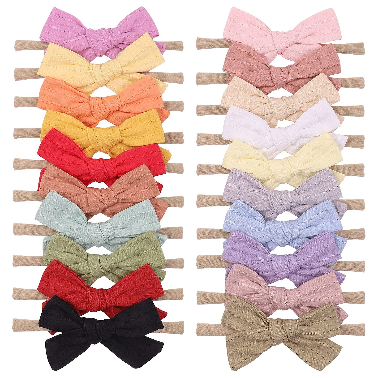 20pcs Baby Girls Cotton Hair Bows Headbands Nylon Hair Bands Elastic Hair Accessories for Newborn... | Amazon (US)