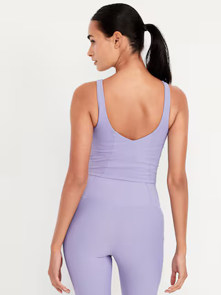 Light Support PowerSoft Rib Longline Sports Bra | Old Navy (US)