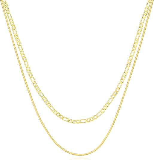 Layered Necklaces for Women, Stackable Dainty Gold Necklaces for Women Trendy Snake Chain Simple ... | Amazon (US)