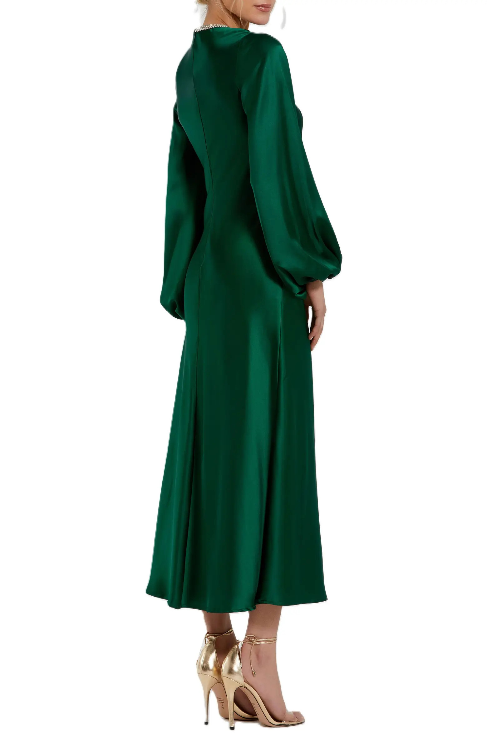 High Neck Long Sleeve Crystal Detail Dress | Nordstrom