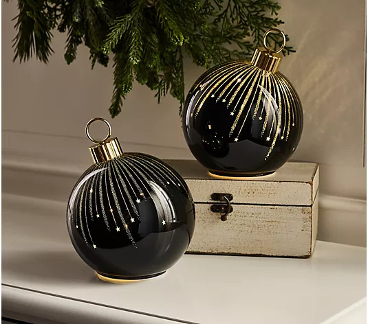Set of 2 6" Starry Night High Shine Ornaments by Valerie - QVC.com | QVC