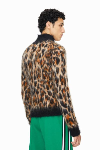 Mohair-blend jacquard-knit jumper  - Beige/Leopard print - Men | H&M GB | H&M (UK, MY, IN, SG, PH, TW, HK)