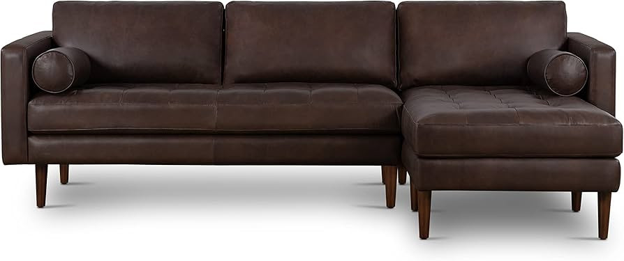 POLY & BARK Napa 104.5" Right-Facing Sectional Sofa in Full-Grain Semi-Aniline Italian Tanned Lea... | Amazon (US)