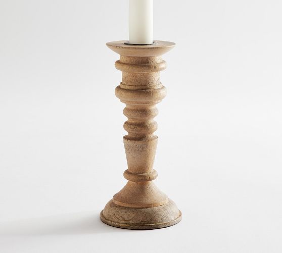 Kadence Turned Wood Taper Holder | Pottery Barn (US)