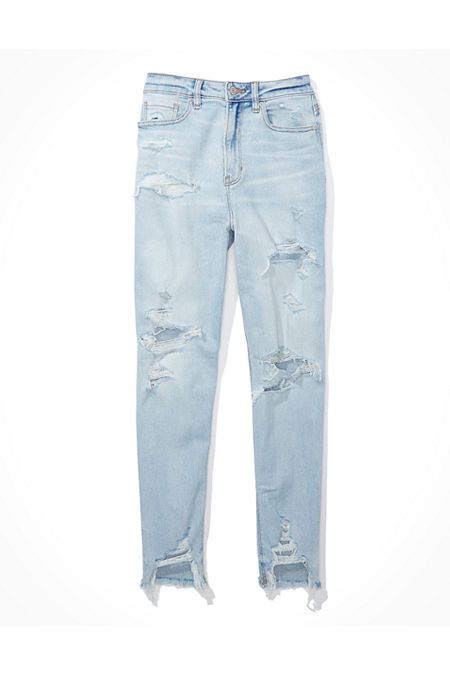 AE Stretch Ripped Highest Waist Mom Jean | American Eagle Outfitters (US & CA)