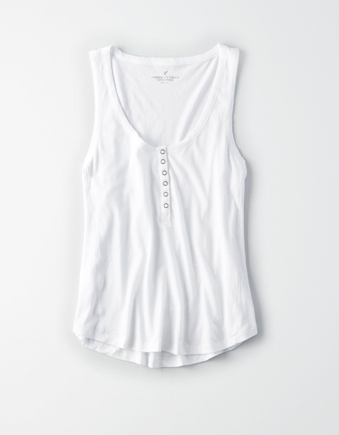 AE Destroy Henley Tank Top, Gray | American Eagle Outfitters (US & CA)