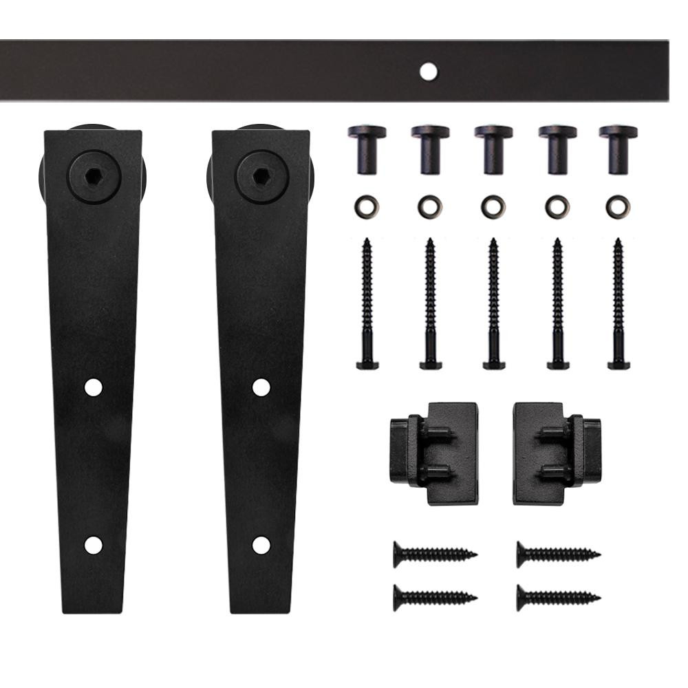Quiet Glide 6 ft. Black Wedge Mini Sliding Sliding Barn Door Hardware Kit for Single Furniture Wood  | The Home Depot