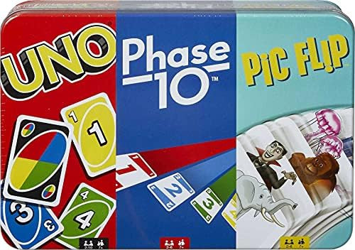 Mattel UNO, Phase 10 and Pic Flip Bundle Tin, 3 Card Games for Players 7 Year Olds & Up, Decorative  | Amazon (US)