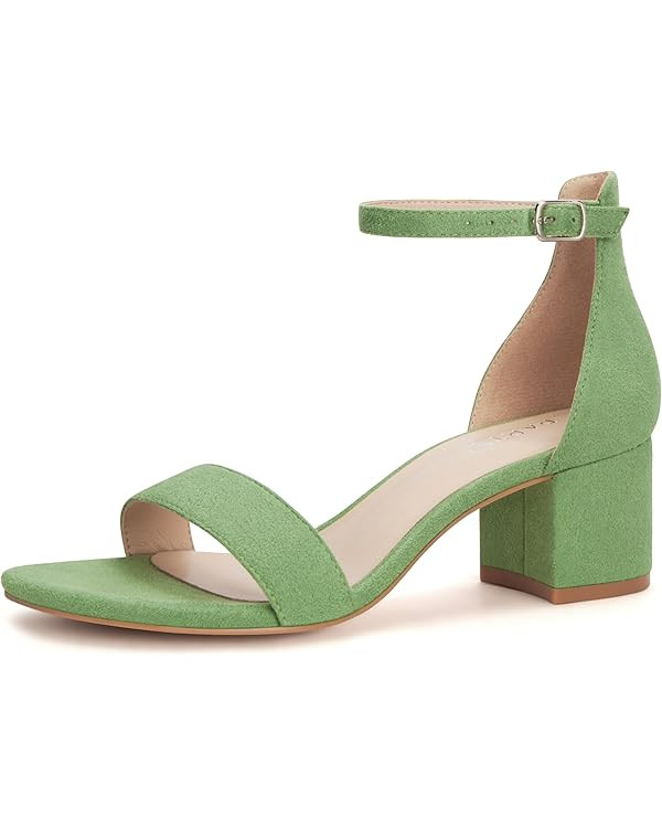 PARTY Women's Open Toe Ankle Strap Low Block Chunky Heels Sandals | Amazon (US)