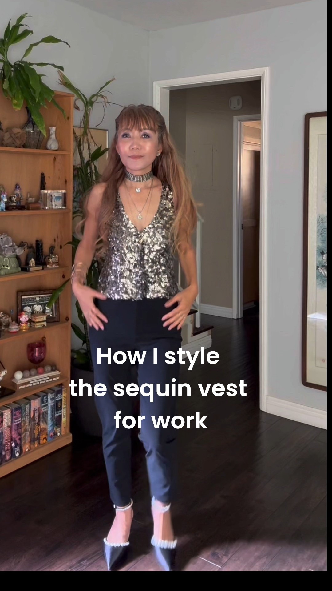 How I style the sequin vest for work 🏢 #skinnypants #oversizedjacket #pearlshoes 

#LTKShoeCrush #LTKStyleTip
