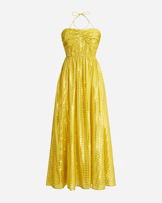 Limited-edition halter-tie dress in Lurex® metallic threads chiffon | J. Crew US