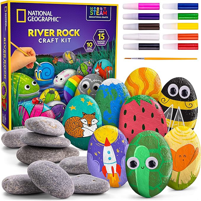 NATIONAL GEOGRAPHIC Rock Painting Kit - Arts and Crafts Kit for Kids, Paint & Decorate 15 River R... | Amazon (US)