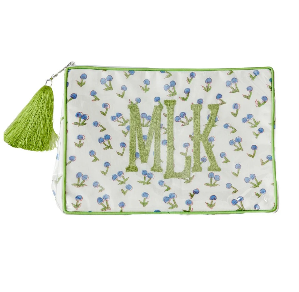 The OG - Custom Block Print Bag - Periwinkle / Green | Beth Ladd Collections