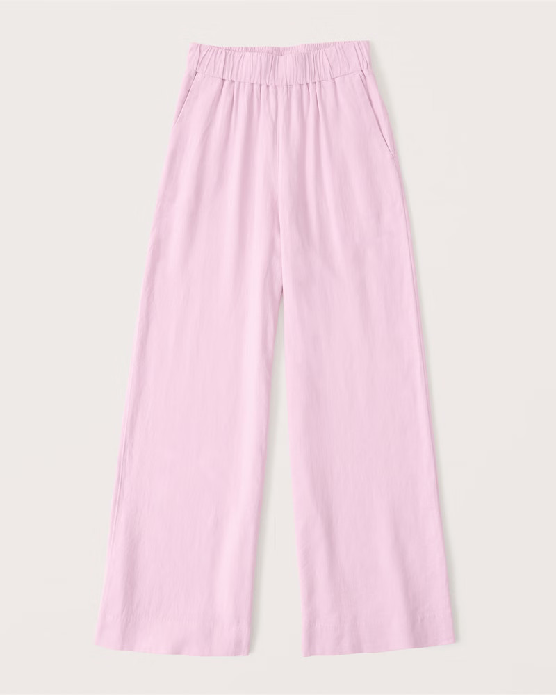 Linen-Blend Pull-On Wide Leg Pants | Abercrombie & Fitch (US)