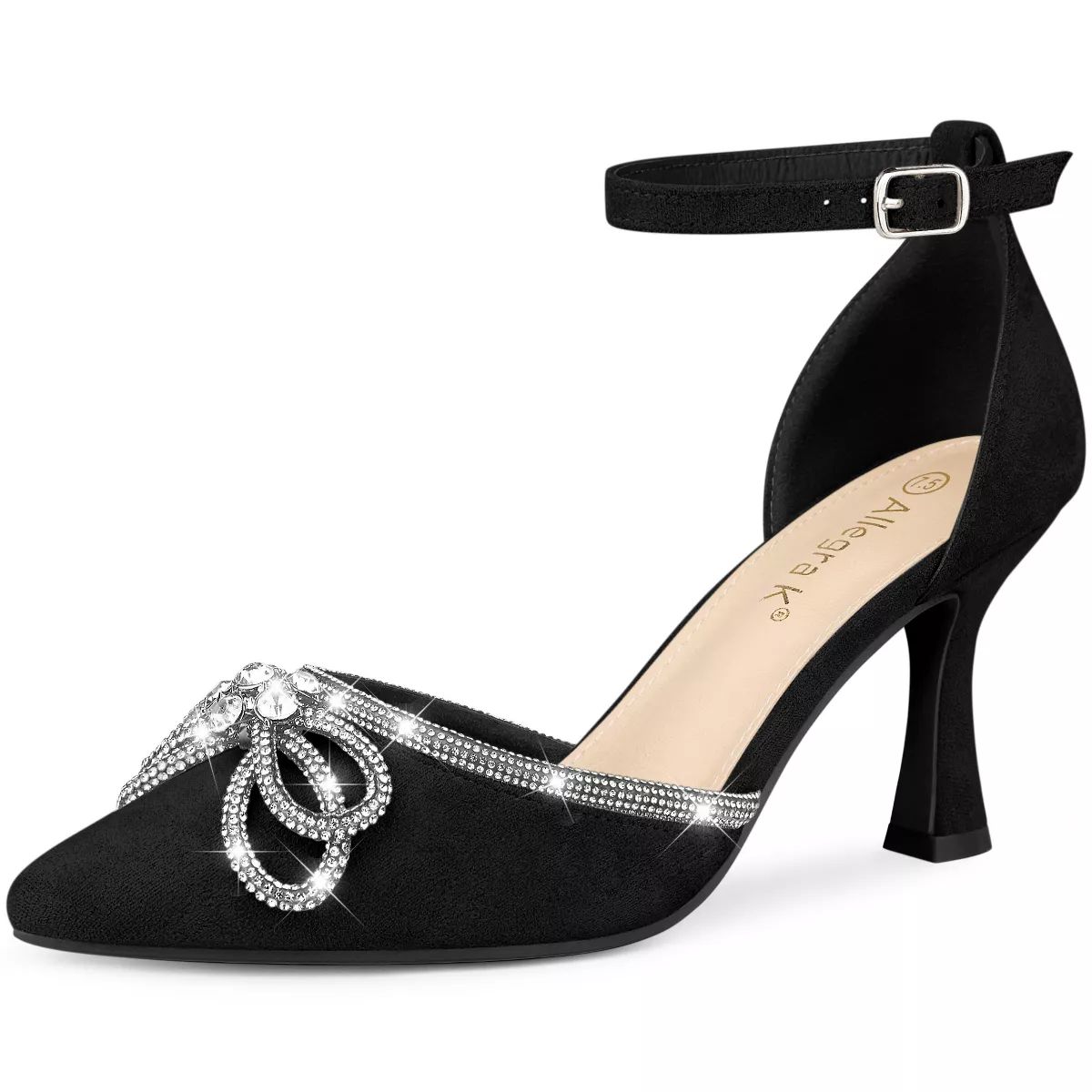 Allegra K Women's Rhinestones Bow Ankle Strap Stiletto Heel Pumps | Target