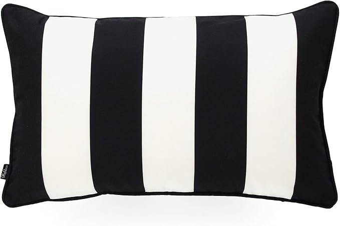 Hofdeco Decorative Lumbar Pillow Cover ONLY Indoor Outdoor Water Resistant Canvas Modern Black St... | Amazon (US)