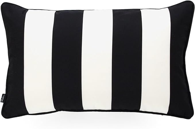 Hofdeco Decorative Lumbar Pillow Cover ONLY Indoor Outdoor Water Resistant Canvas Modern Black St... | Amazon (US)