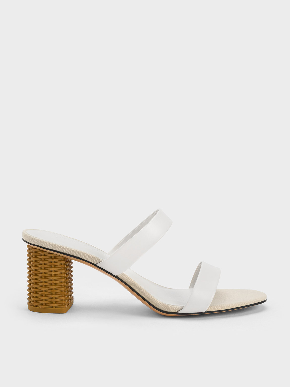 White Rattan Block Heel Sandals | CHARLES & KEITH | Charles & Keith US