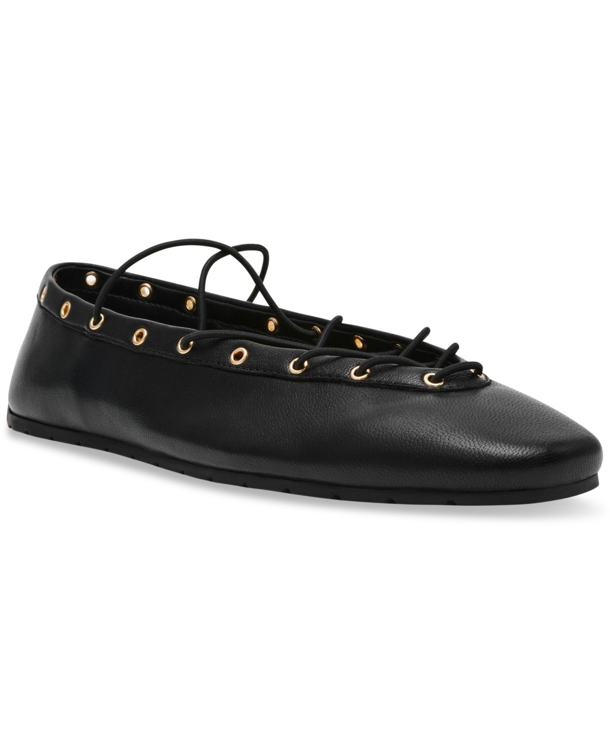Steve Madden Women's Pointe Lace-Up Flats - Black Leather | Macy's