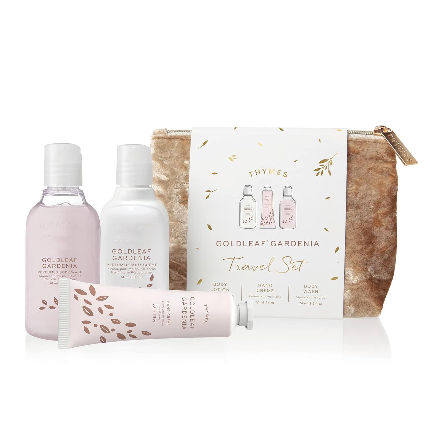 Thymes Perfumed Travel Set and Beauty Bag - Contains Body Wash, Body Lotion & Hand Cream - Goldle... | Amazon (US)