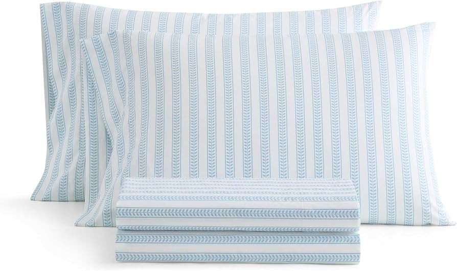 Martha Stewart - Queen Size Sheet Set, Crisp & Tailored Sheets with a Smooth Cotton Percale Feel ... | Amazon (US)