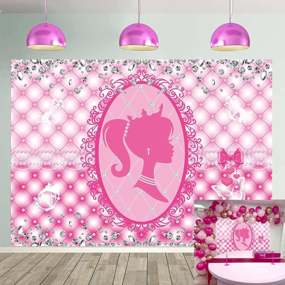 Princess Backdrop 7x5FT Pink Princess Theme Photography Background for Baby Shower Girls Birthday... | Amazon (US)