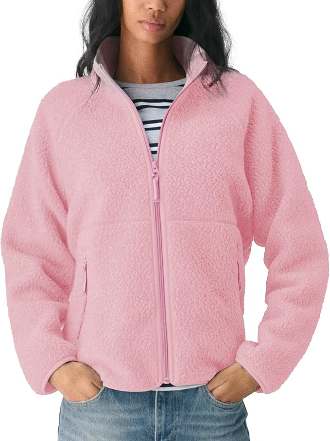 Hixiaohe Womens Fuzzy Fleece Jacket Fall Winter Warm Long Sleeve Sherpa Coats Casual Full Zip Up ... | Amazon (US)