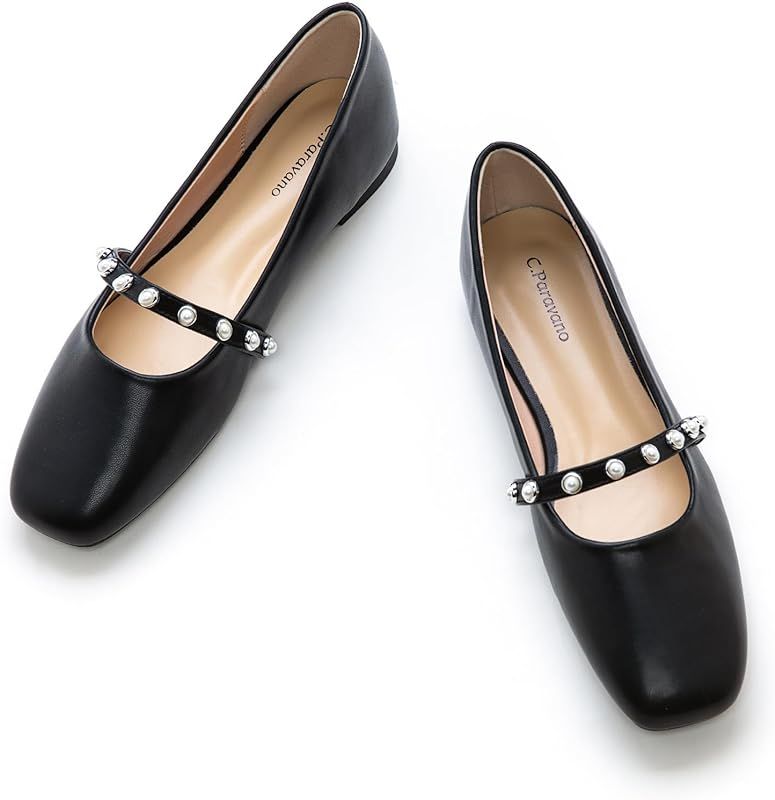 Mary Jane Shoes for Women | Women Flats | Womens Square Toe Flats | Leather Mary Jane | Amazon (US)