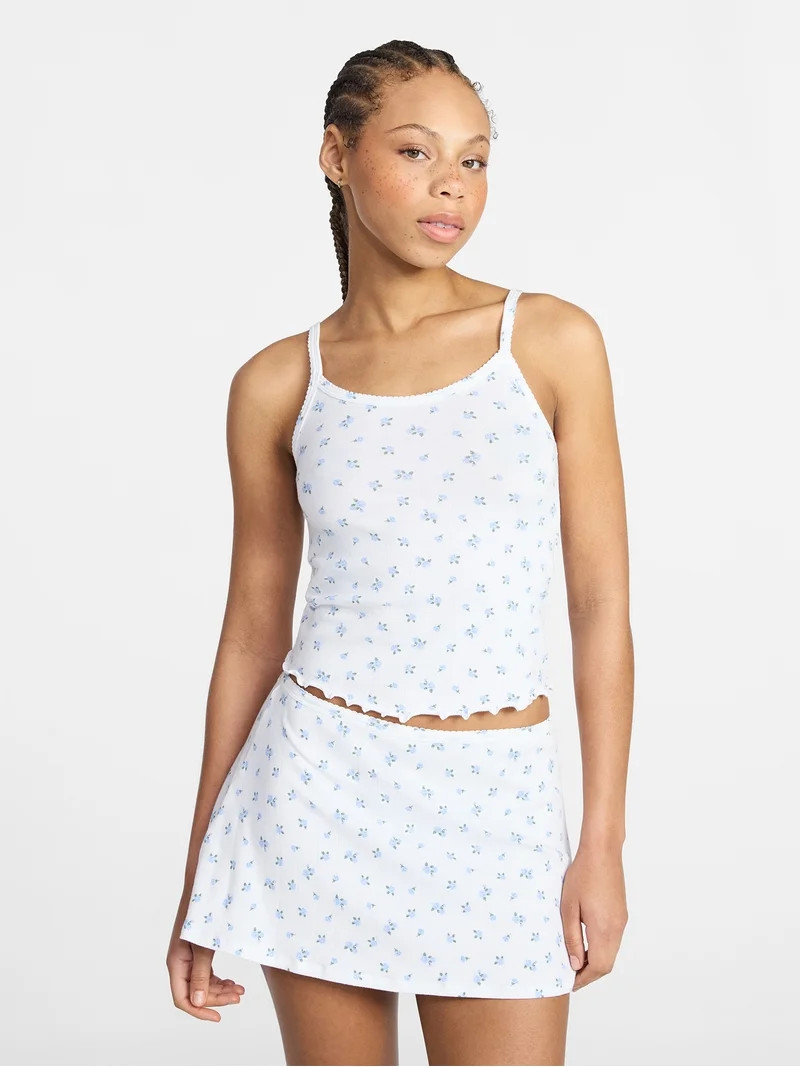 No Boundaries Cotton Stretch Drop Needle Strappy Tank Top, Women's XS-XXXL | Walmart (US)