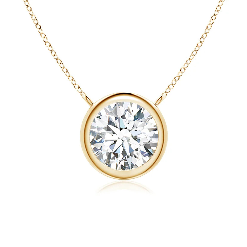 Lab-Grown Bezel-Set Round Diamond Solitaire Necklace | Angara Inc.