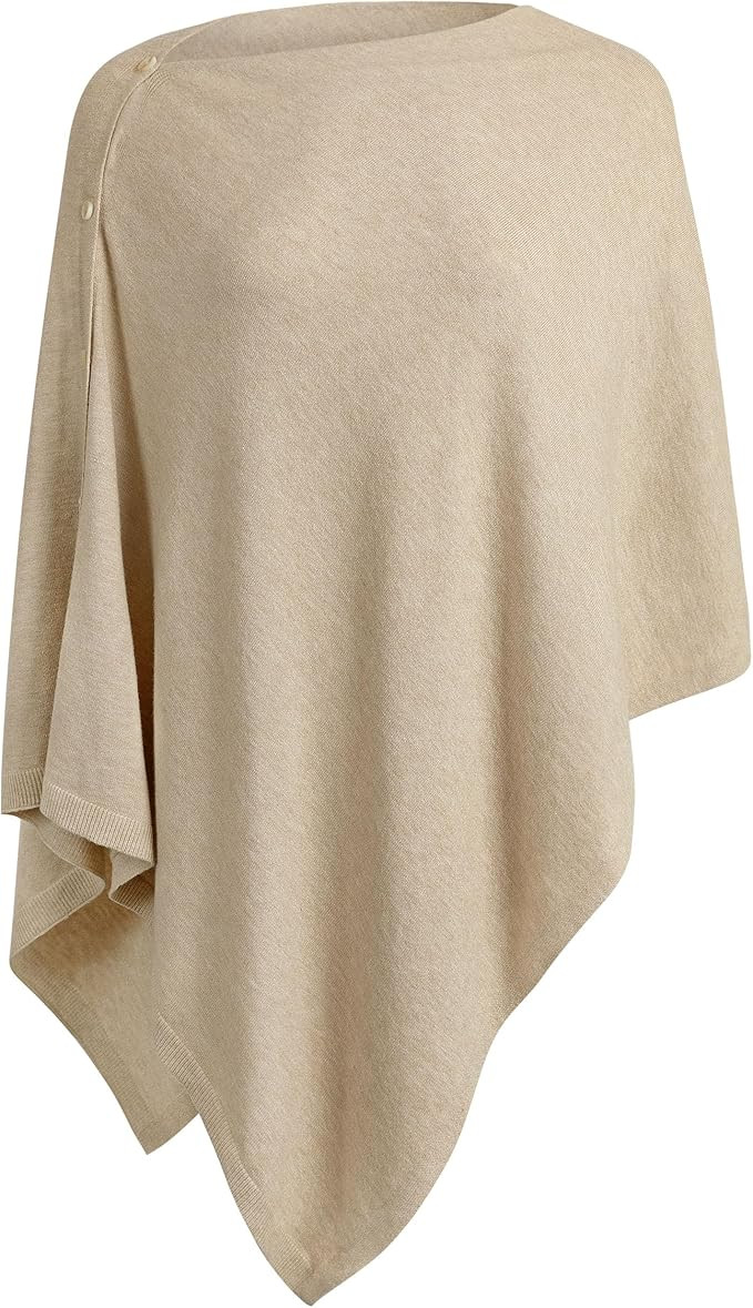 PULI Women's Versatile Knitted Shawls Scarf Poncho Sweater with Buttons Lightweight Spring Summer... | Amazon (US)