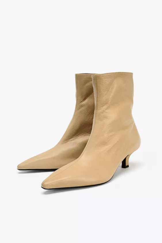 LEATHER HEELED ANKLE BOOTS | Zara Canada