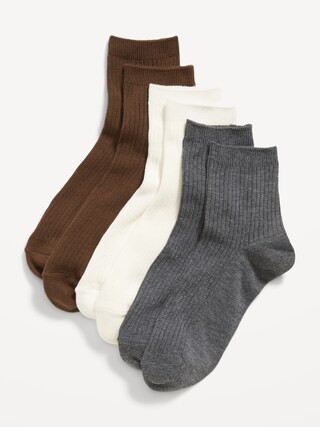 Rib-Knit Quarter Crew Socks 3-Pack For Women | Old Navy (US)