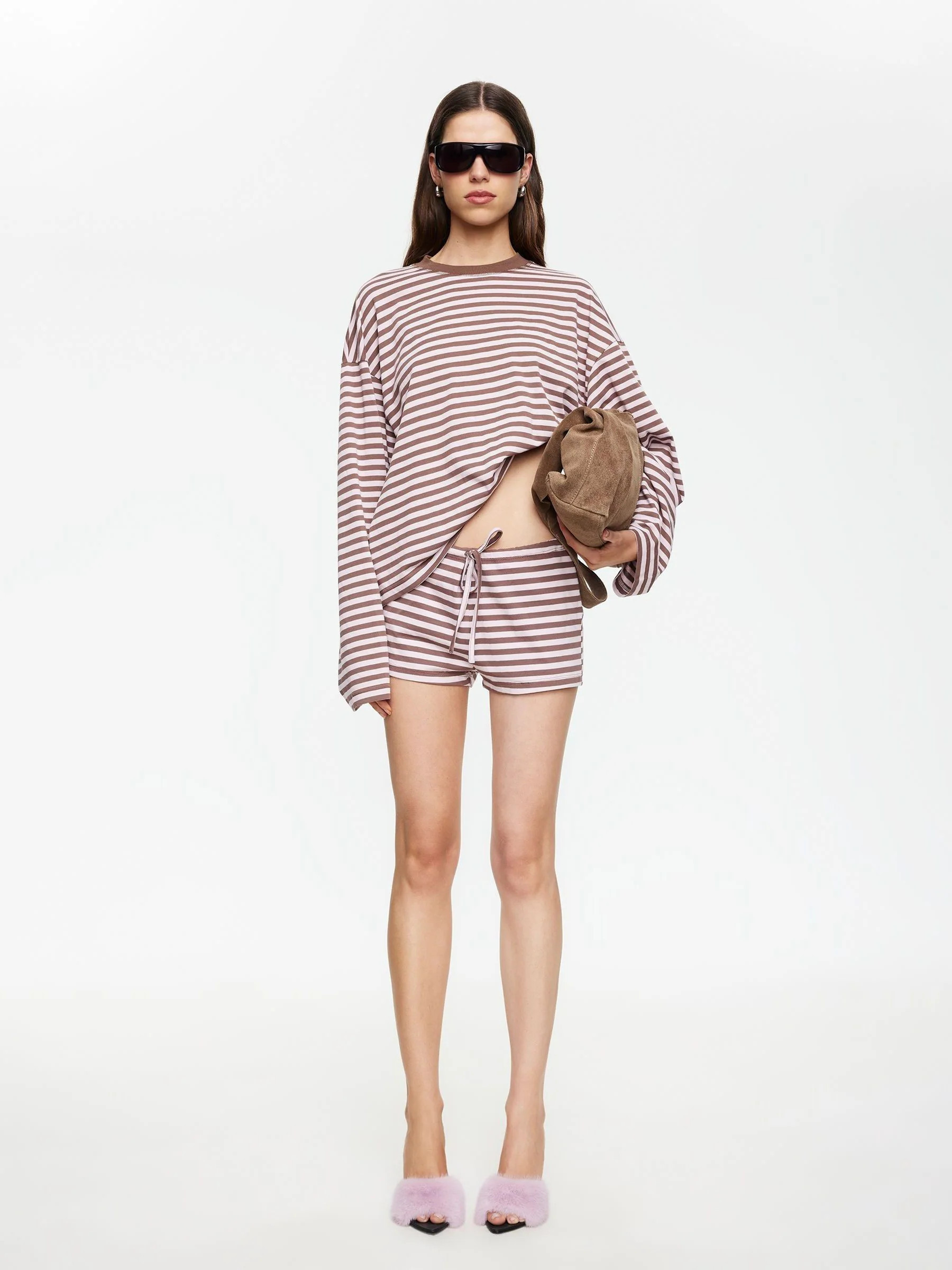 Lioness Lioness Brown Bloom Oversized Long Sleeve Stripe T-Shirt | Next US