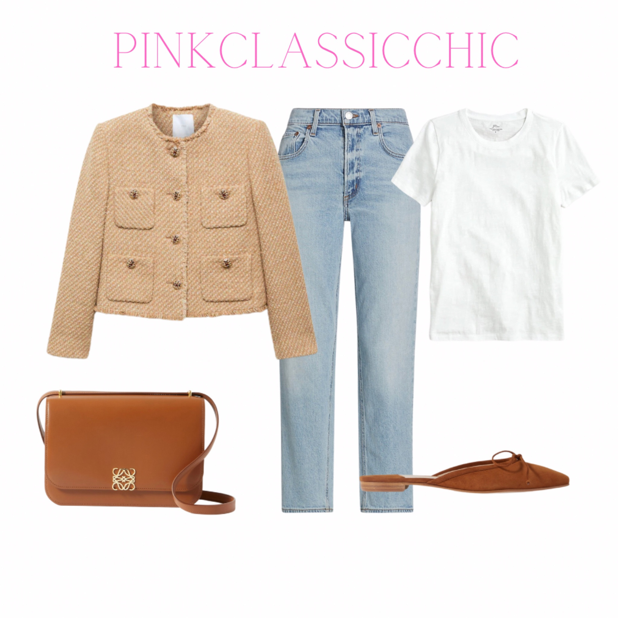 Tweed jacket, white tee, jeans, work looks, work outfits, work styles, Manolo blahnik, flats, Loewe bag

#LTKunder100 #LTKSeasonal #LTKBacktoSchool