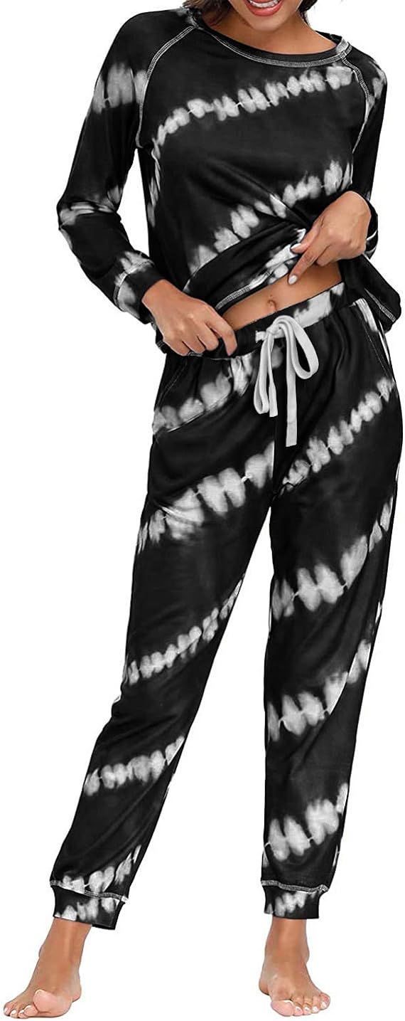 PRETTYGARDEN Women’s Tie Dye Two Piece Pajamas Set Long Sleeve Sweatshirt with Long Pants Sleep... | Amazon (US)