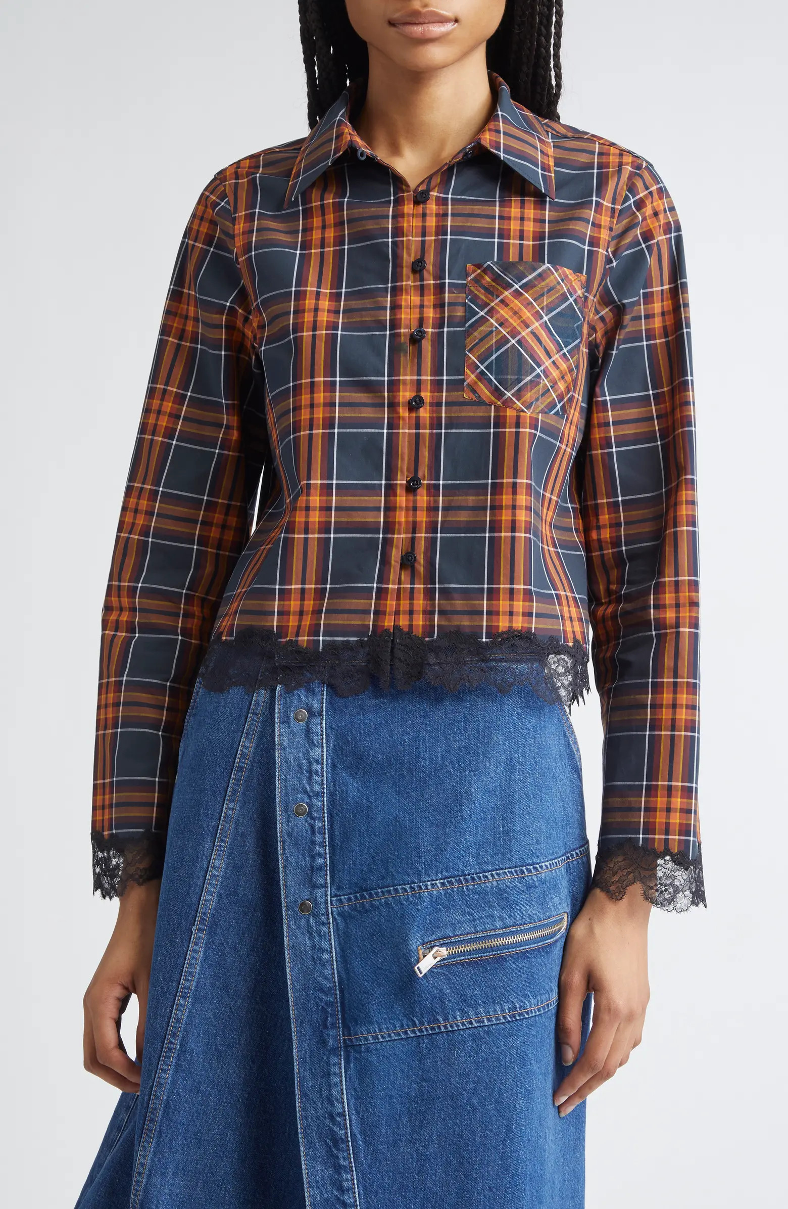 Lace Hem Crop Shirt | Nordstrom