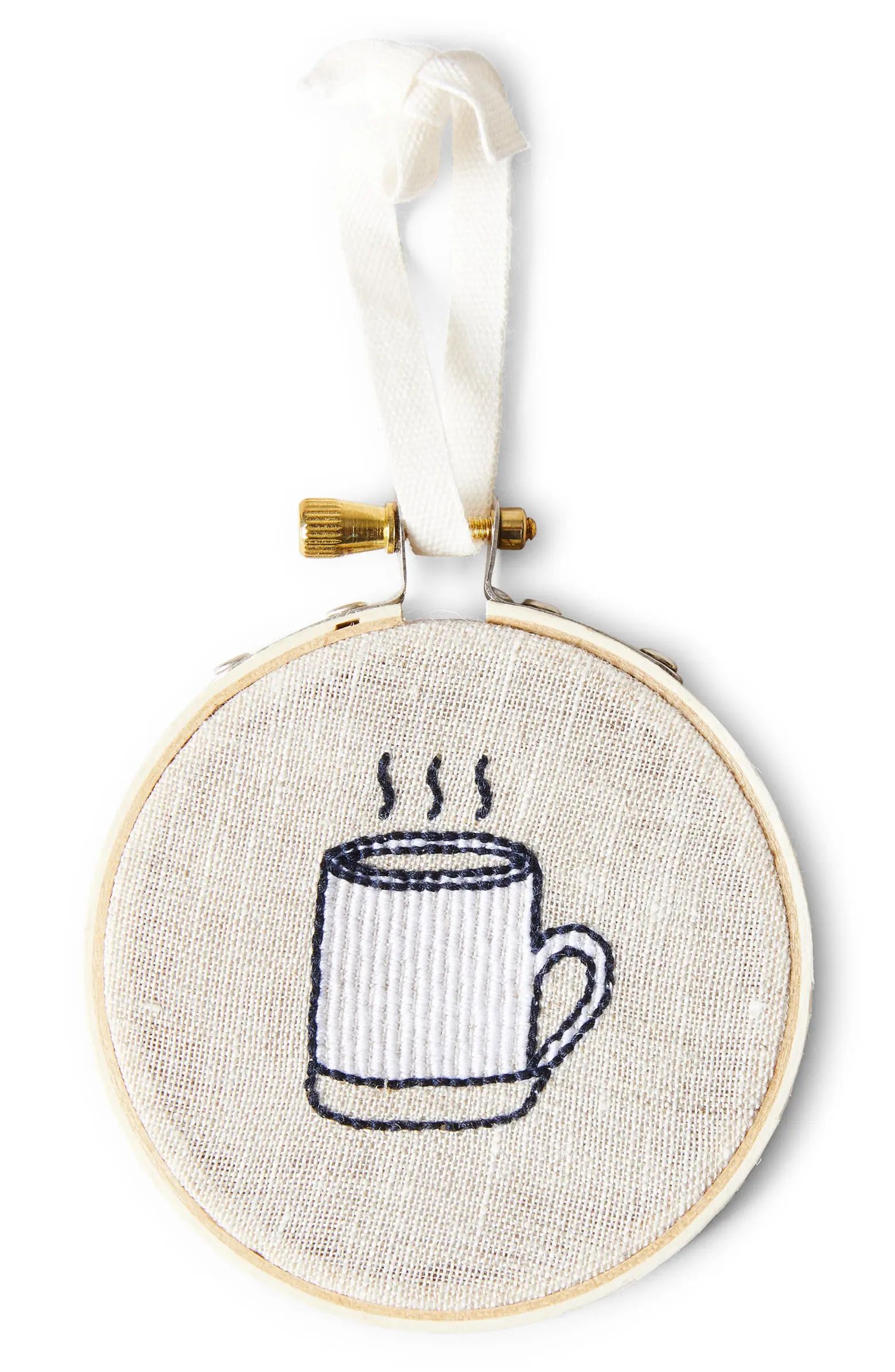 Coffee Cup Embroidered Ornament | Nordstrom