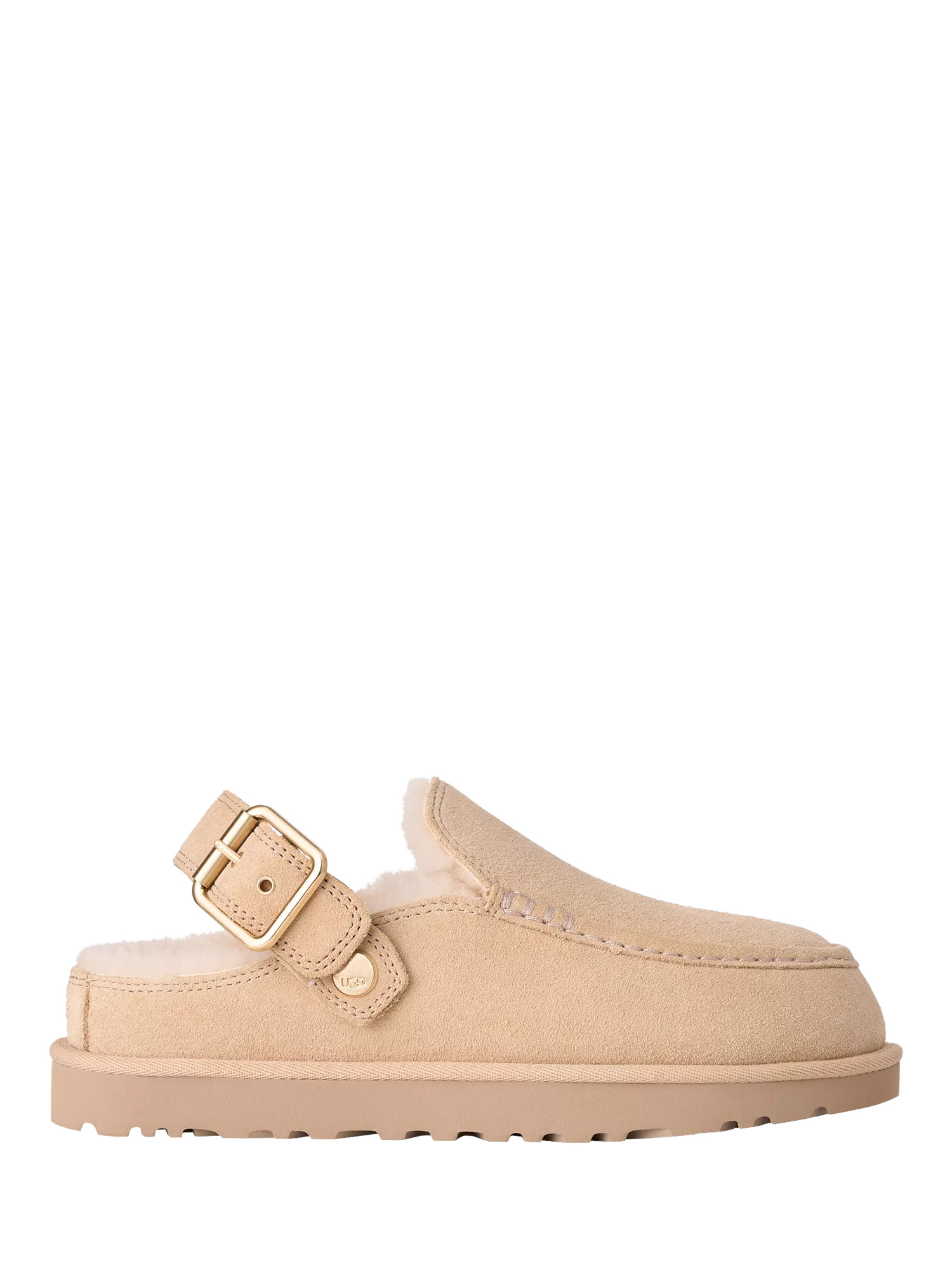 UGG Evelina Goldenstar Suede Clogs, Sand | John Lewis (UK)