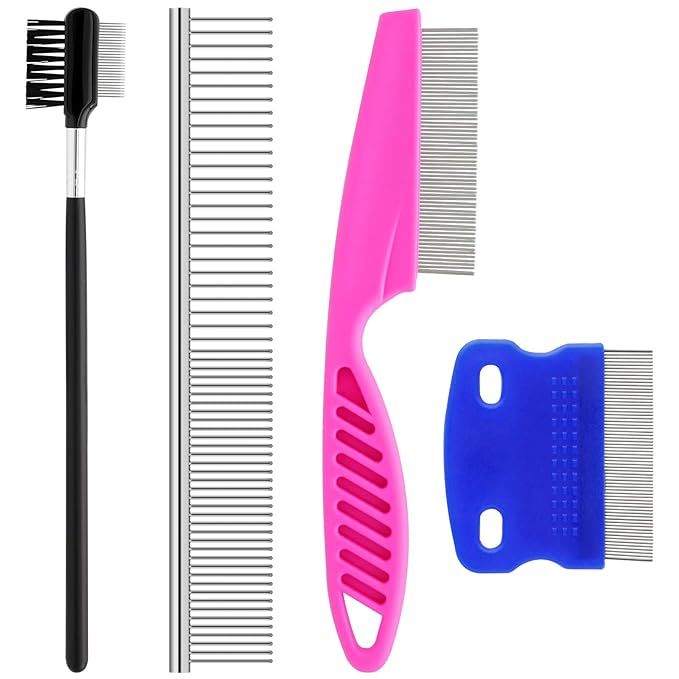 Pets Grooming Comb Kit for Small Dogs Puppies For Tear Stain Remover, 2-in-1 with Round Teeth to ... | Amazon (US)