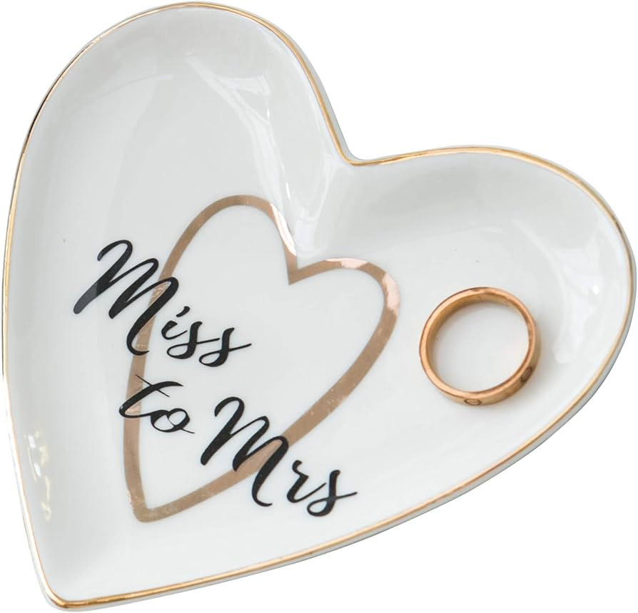 Kimdio Best Gifts for Love, Jewelry Dish, Ring Holder Heart Shape Trinket Tray, Ceramic Plate Mis... | Amazon (US)