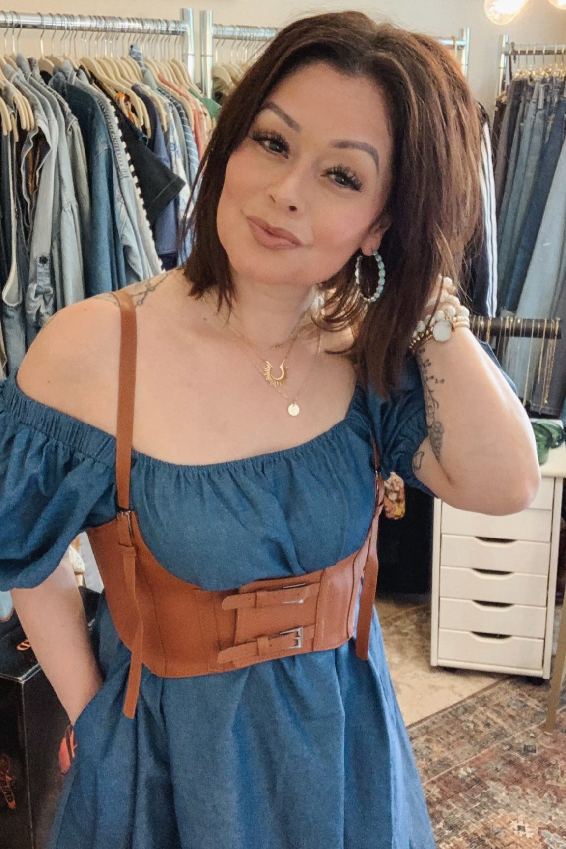 Country concert 
Denim dress

#LTKU #LTKFestival #LTKsalealert